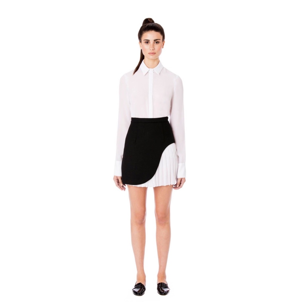 Designer Asymmetrical Mini Skirt with Pleats - Picture 1 of 6
